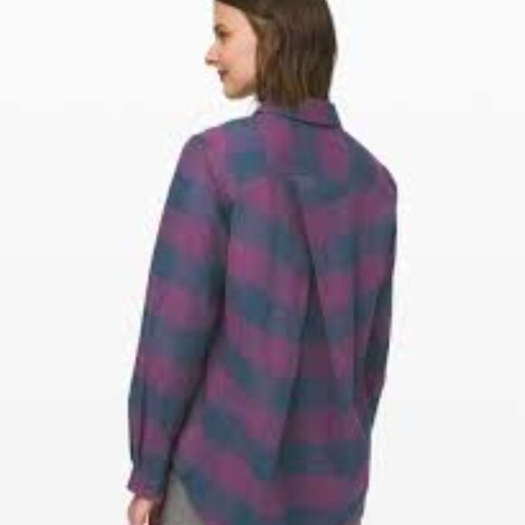 NWOT Lululemon Full Day Ahead Shirt Flannel Plaid 100% Cotton Size 12 - Picture 3 of 8